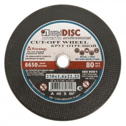 Disc abraziv pentru taiat metal si inox LUGADISC AUT230X1,6X22,2