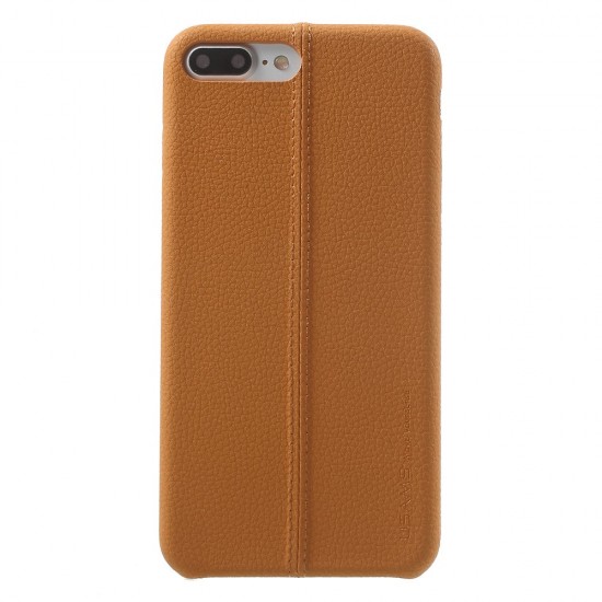 Carcasa protectie spate din piele ecologica si plastic pentru iPhone 8 Plus / 7 Plus 5.5 inch , maro