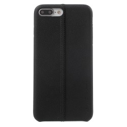 Carcasa protectie spate din piele ecologica si plastic pentru iPhone 7 / Phone 8, neagra