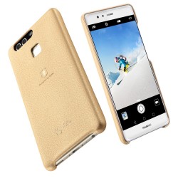 Carcasa protectie spate LENUO din plastic si piele ecologica pentru Huawei P9, gold