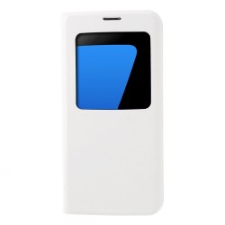 Husa de protectie de tip flip cover cu fereastra pentru Samsung Galaxy S7 Edge G935, alba