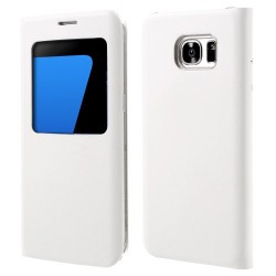 Husa de protectie de tip flip cover cu fereastra pentru Samsung Galaxy S7 Edge G935, alba