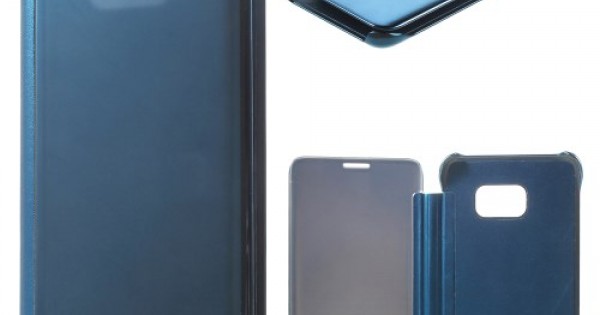 Multiplication close Lull Husa de protectie flip cover cu suprafata oglinda pentru Samsung Galaxy S6  Edge Plus - albastra