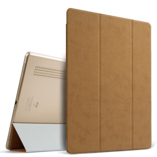 Husa protectie slim "Smart Cover" BGR cu spate transparent pentru iPad Pro 12.9 (2015), maro